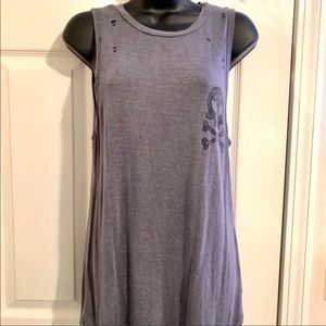 Sleeveless Distressed Skull Tee | Tunic